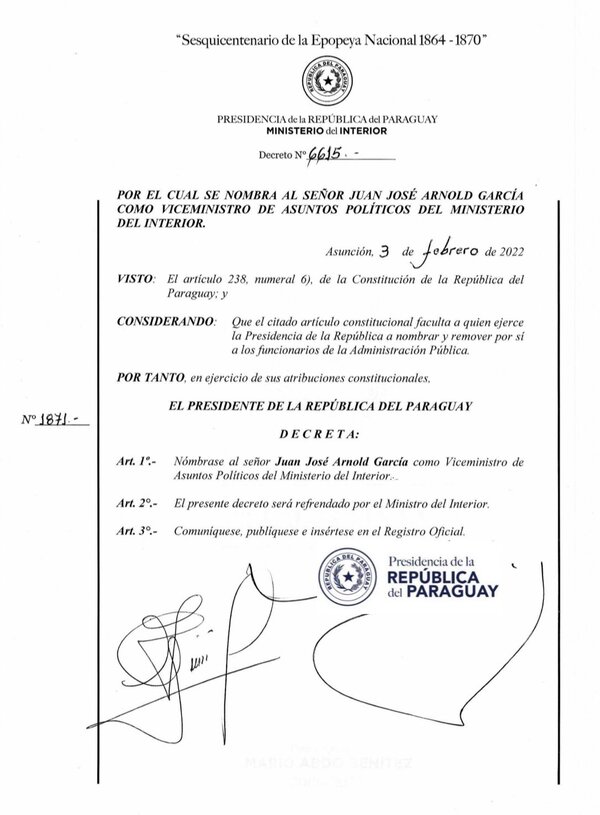 Juan José Arnold es el nuevo viceministro de Asuntos Políticos - .::Agencia IP::.