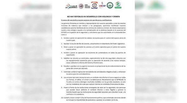 Gremios de la producción repudian normalización de violencia y ausencia del Estado - ADN Digital