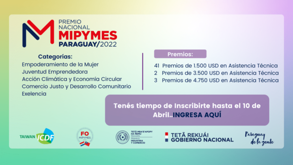 La Embajada de Taiwán invita a emprendedores a participar del «Premio Nacional MIPYMES 2022»