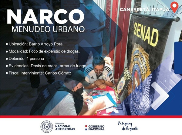 ALLANARON PUNTO DE MICROTRÁFICO EN ARROYO PORÃ, HAY UN DETENIDO - Itapúa Noticias