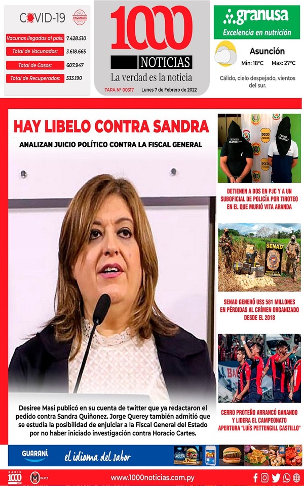 Portadas de este lunes 7 de febrero de 2022