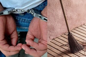 Golpeó con escoba a su pareja