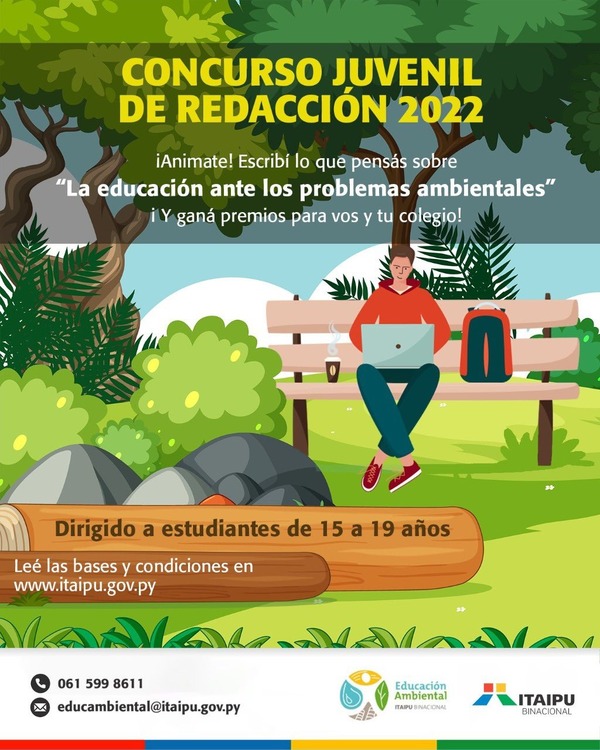 Itaipu Binacional convoca a los jóvenes al Concurso Juvenil de Redacción “La educación ante los problemas ambientales”