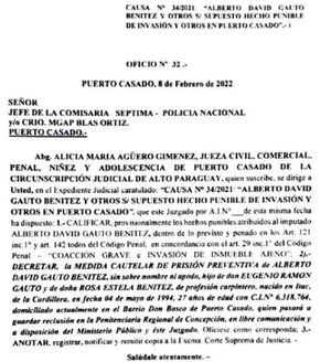Decretan prisión para conocido invasor en Alto Paraguay - Nacionales - ABC Color