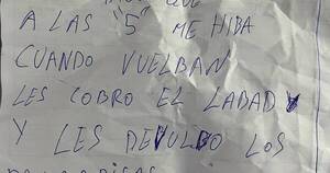 La Nación / Viralizan manuscrito de cuidacoches que llevó un limpiaparabrisas por “falta de pago”