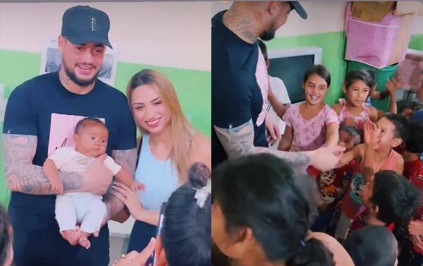 Crónica / (VIDEO). Jean acompañó a su novia a entregar sus donaciones en la Chacarita