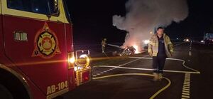 Policía murió calcinado tras chocar e incendiarse su vehículo - ABC en el Este - ABC Color