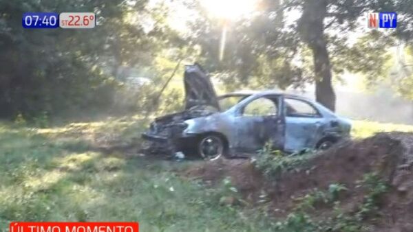 Hallan vehículo incinerado en Luque que habría sido utilizado en robo