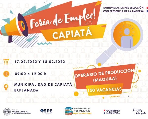 ¡Te puede interesar! Jueves y viernes se hará la feria de empleo con 150 vacancias para operarios en producción maquila