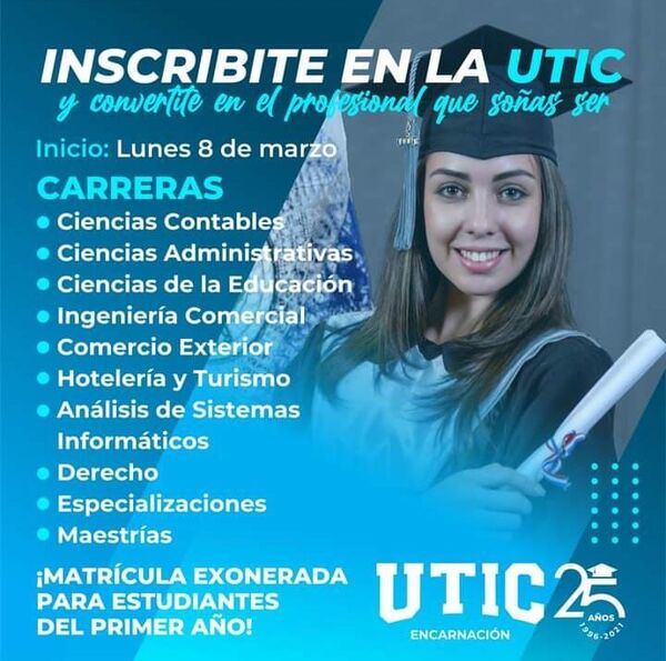 Inscribite en la UTIC y convertite en el profesional que soñás ser