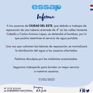 Falta de agua en el microcentro de CDE por tareas de mantenimiento - La Clave