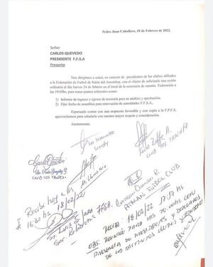 Cinco clubes de la Federacion de Futbol de Salon piden al preidente rendicion de cuentas y llaman a asamblea