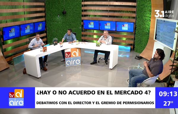 A los golpes terminó el debate en Tv Al Aire entre director del Mercado 4 y permisionarios
