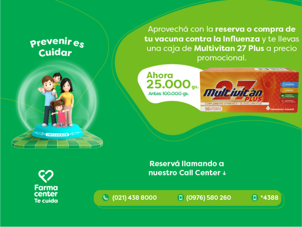 Crónica / Farmacenter lanza preventa de vacunas contra la influenza