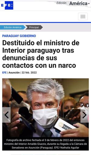 Repercusión internacional de la destitución de Giuzzio y su vínculo con presunto narco