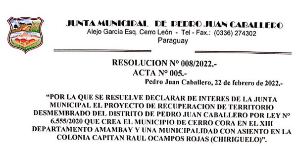 Declaran de Interés de la Junta Municipal proyecto para recuperación de 55 mil hectáreas