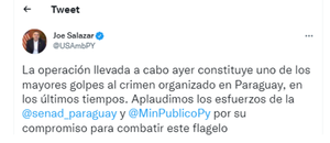 Diplomático de EE.UU. destacó la realización en Paraguay del operativo “A ultranza” - Nacionales - ABC Color