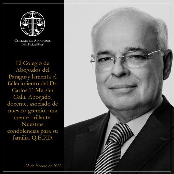Falleció el Dr. Carlos Mersán Galli - Nacionales - ABC Color