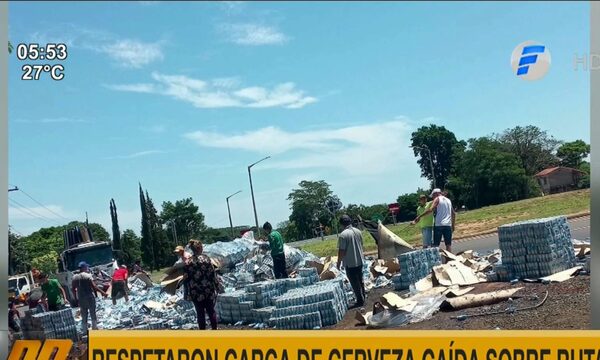 Respetaron carga de cerveza caída sobre ruta en Caaguazú | Telefuturo