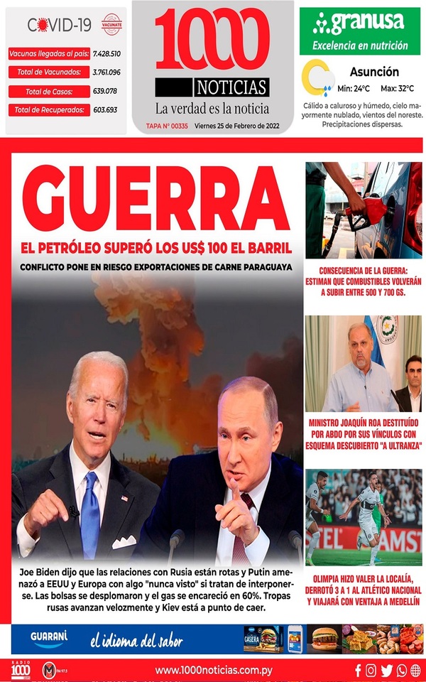 Portadas de este viernes 25 de febrero de 2022