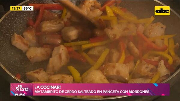 ¡A cocinar! Matambrito de cerdo salteado en panceta con morrones y semillas de sésamo - Ensiestados - ABC Color