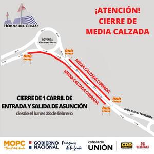 Cerrarán parcialmente la Costanera Norte de Asunción - ADN Digital