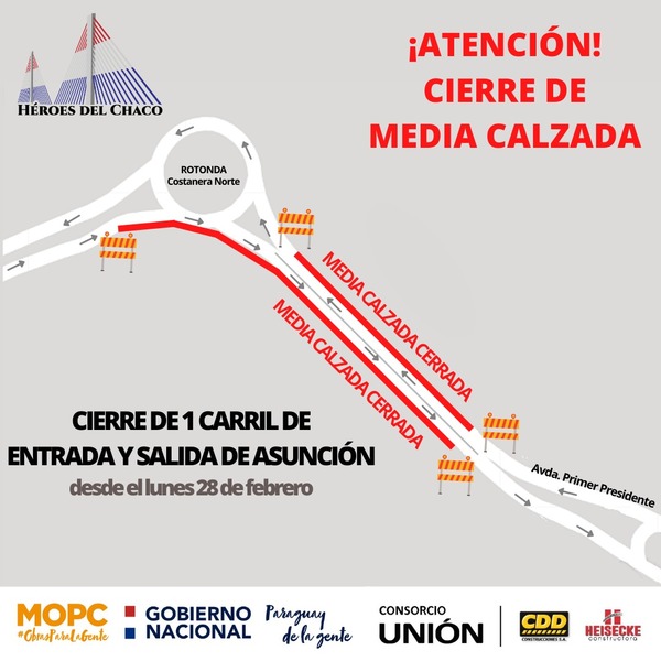 Hoy clausuran medio carril de la Costanera Norte