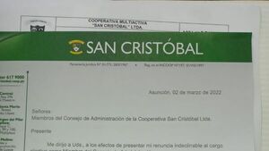 Juan Carlos Ozorio renuncia también a la cooperativa San Cristóbal