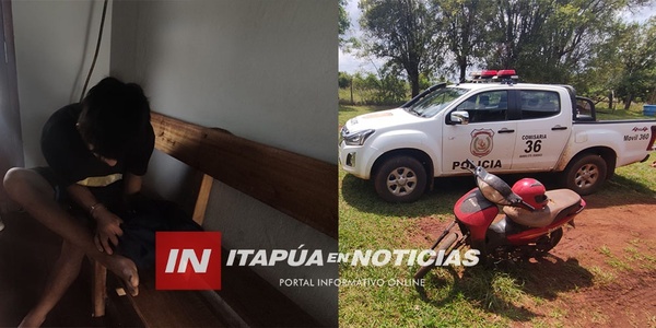 RECUPERAN MOTOCICLETA HURTADA Y APREHENDEN AL SOSPECHOSO - Itapúa Noticias