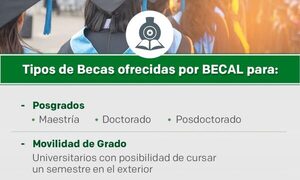 Desde la próxima semana interesados pueden postularse para las becas que ofrece el Programa BECAL 