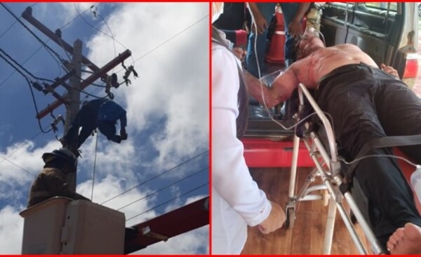 Bomberos rescatan a un hombre que quedó colgado de una columna