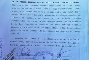 CONSEJO DEPARTAMENTAL DE COMITÉS DEL PLRA INSTA A LEGISLADORES A APOYAR JUICIO POLÍTICO