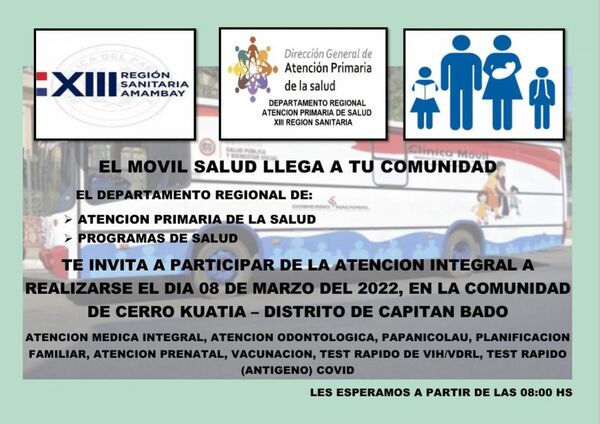 XIII Región Sanitaria estará presente en la colonia Cerro Kuatia - Radio Imperio