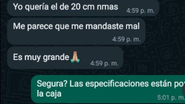 Se quejó con tienda porque le mandaron tamaño equivocado de "juguetito"
