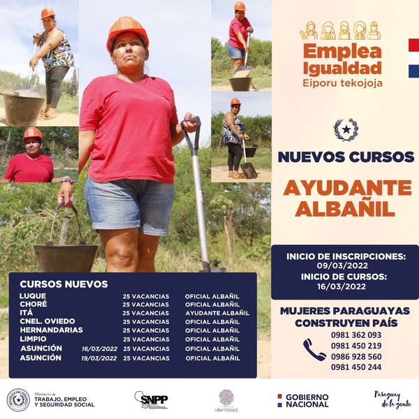 Inscripciones abiertas para cursos de albañilería dirigido a mujeres - .::Agencia IP::.