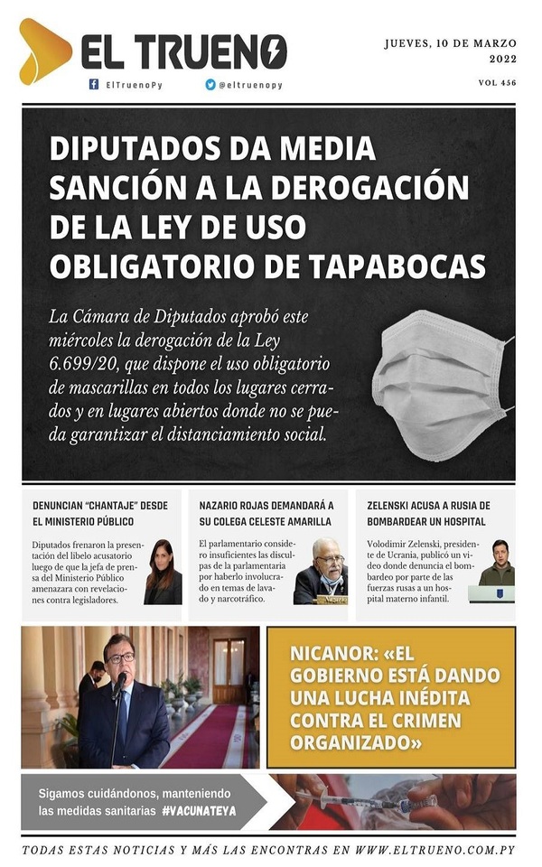 Portadas de este jueves 10 de marzo de 2022