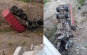 Camionero se salva de milagro tras caer de un puente - Noticiero Paraguay