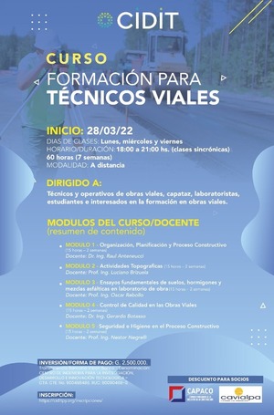 Organizan curso para técnicos viales