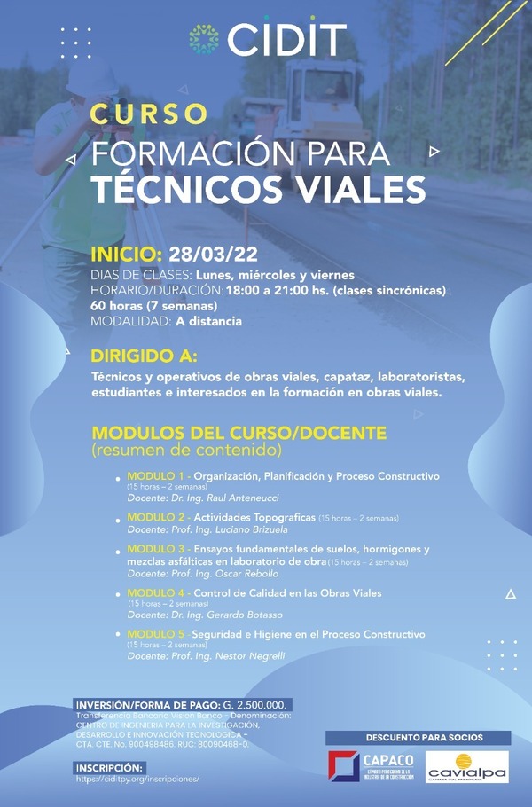 Organizan curso para técnicos viales