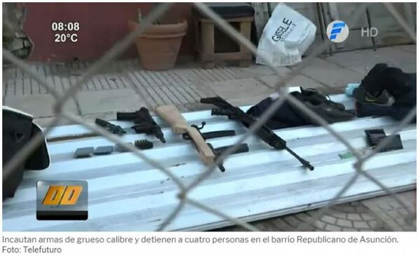 Cuatro detenidos e incautación de armas de guerra en Asunción