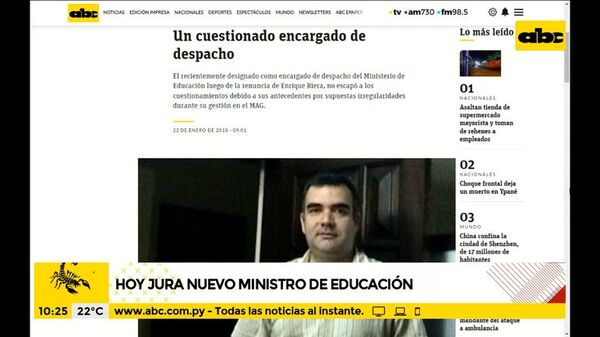 Cuestionado ingeniero agrónomo asume como ministro de Educación - ABC Noticias - ABC Color