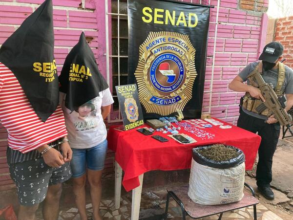 Combate al microtráfico: SENAD detiene a dos personas e incauta gran cantidad de estupefacientes en Cambyretá
