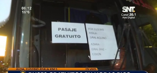 Buses gratuitos circulan en horas pico - SNT