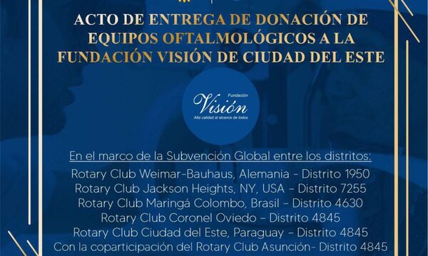 Rotary entregará equipos oftalmológicos a Fundación Visión