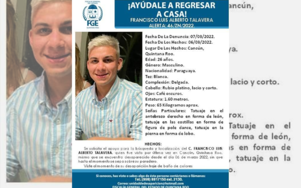Búsqueda de compatriota desaparecido en Cancún proseguirá por dos semanas más - Megacadena — Últimas Noticias de Paraguay