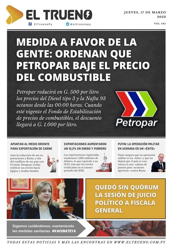 Portadas de este jueves 17 de marzo de 2022