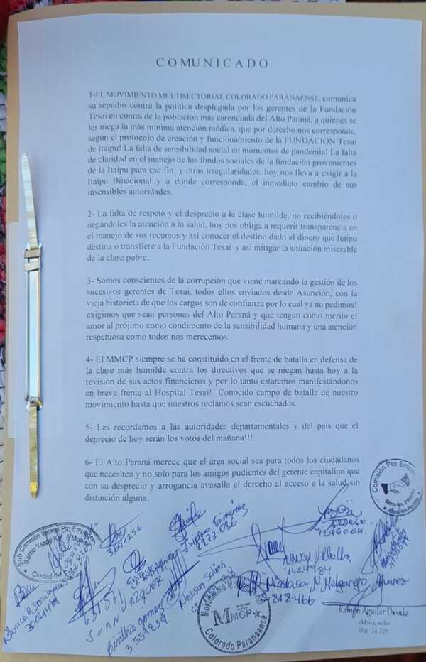 MMCP exige remoción de dirigentes de Tesai - La Clave