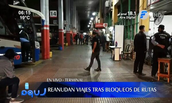 Terminal de Ómnibus de Asunción: Reanudan viajes tras bloqueos de rutas | Telefuturo