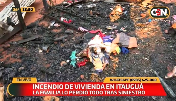 Familia pierde todo a causa de incendio en Itauguá