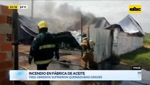 Incendio en fábrica de aceite deja tres obreros con graves quemaduras en Ypané - ABC Noticias - ABC Color